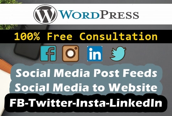 Gig Preview - Add social media feed in wordpress website or blog