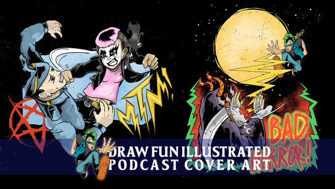 Gig Preview - Draw fun illustrated podcast cover art