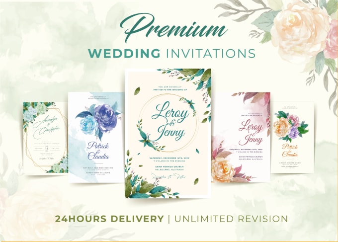 Gig Preview - Design your wedding invitation in watercolor floral style