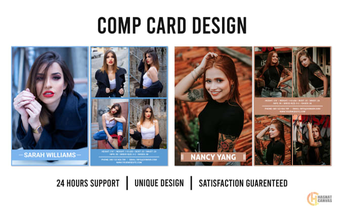 Bestseller - create a professional model comp card for you