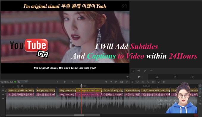 Gig Preview - Add subtitles or srt to your video in english,korean