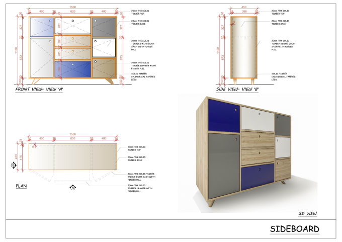 Bestseller - draft and 3d model your furniture design ideas