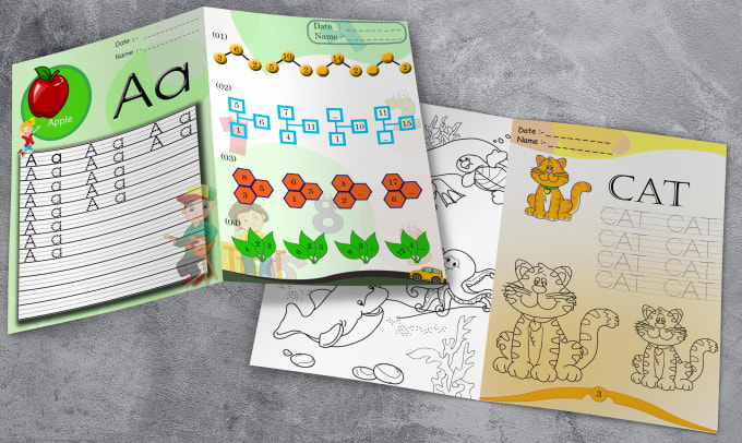 Gig Preview - Design the coloring,activity books and worksheets for kids