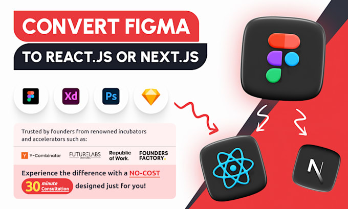 Gig Preview - Convert the figma design to react or next js with tailwind CSS