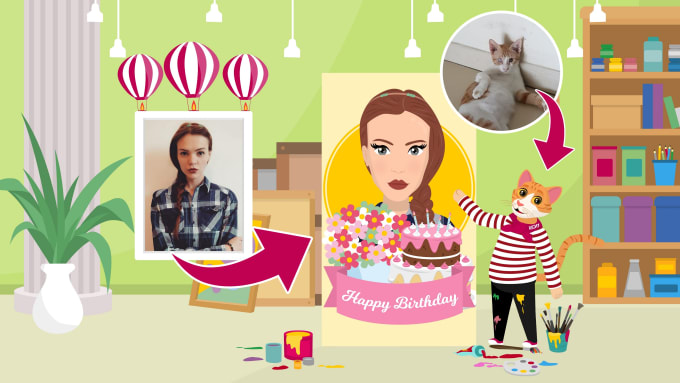 Gig Preview - Make personalized birthday cartoon