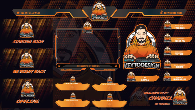 Gig Preview - Design custom animated twitch overlay, stream logo, obs, kick streamer package