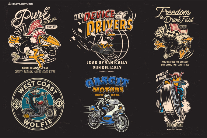 Gig Preview - Draw  custom art illustration  motorcycle t shirt