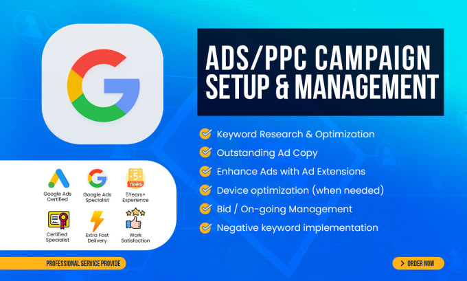 Gig Preview - Setup and manage google search ads ppc adwords campaigns perfectly