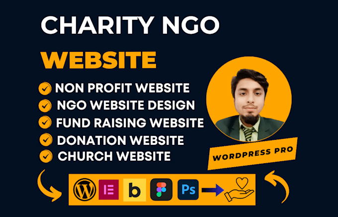 Gig Preview - Nonprofit ngo charity donation website fundraising church crowdfunding, website