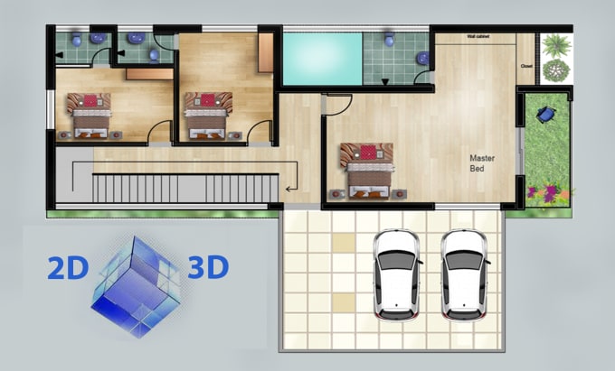 Gig Preview - Draw and render 2d floor plan, 3d floor plan, 3d interior and exterior