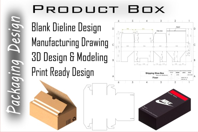 Gig Preview - Do dieline design with size, print ready design and 3d packaging design