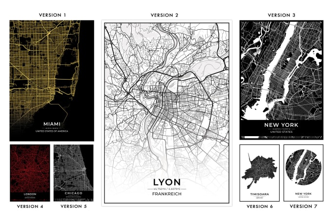 Gig Preview - Design any city or region wall map poster