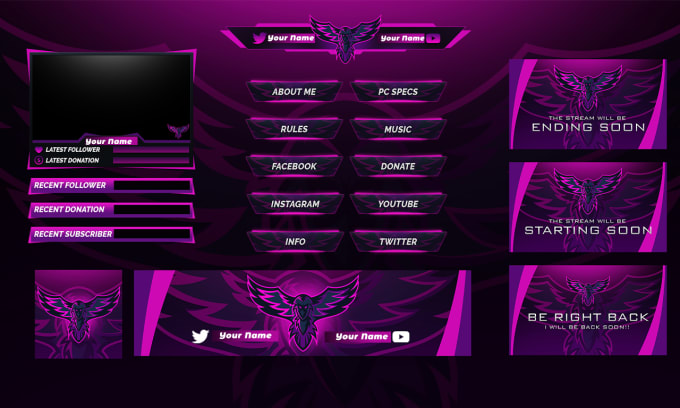 Gig Preview - Design best twitch overlays and twitch logo