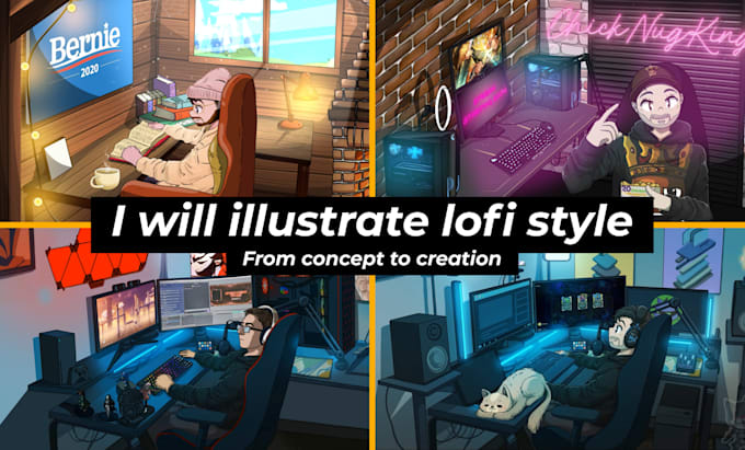 Gig Preview - Draw lofi stream overlays, emotes for twitch or youtube