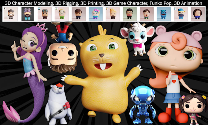 Gig Preview - Sculpture 3d character modeling, 3d model for print, game character,funko pop