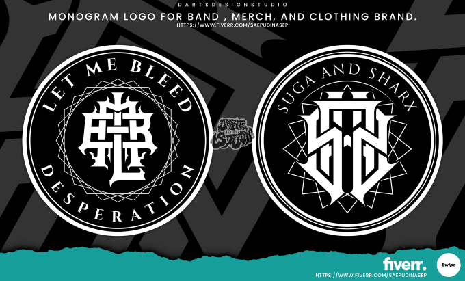 Gig Preview - Initial letter monogram logo for band,metal,deathcore,merchandise,clothing brand