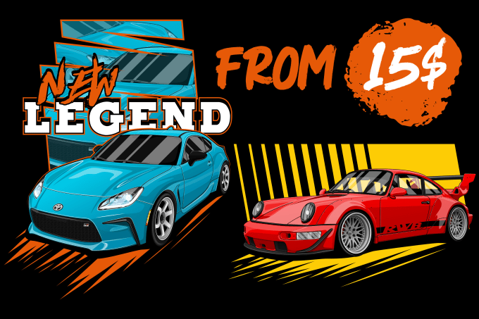 Gig Preview - Make realistic car illustration in color or black and white