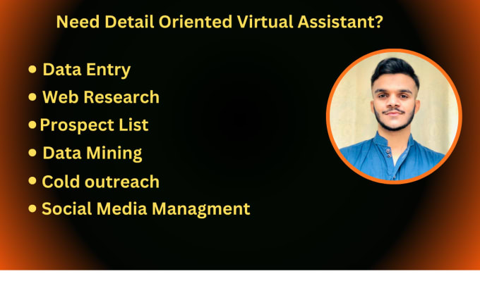 Gig Preview - Be your virtual assistant for all kinds of data entry and web research work