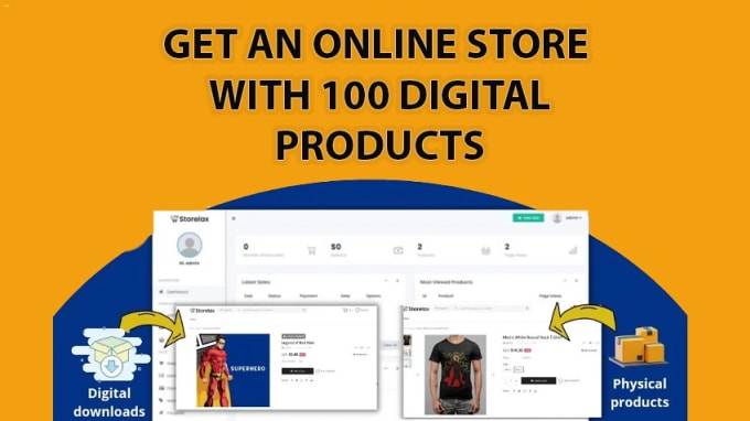 Gig Preview - Give you an online store with 100 digital products to resell