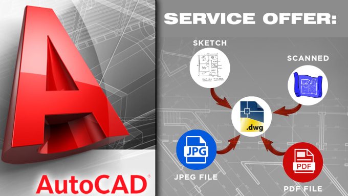 Gig Preview - Convert pdf,jpeg, blueprints,sketch to autocad,dwg