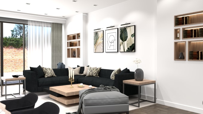 Gig Preview - Create a 3d interior design of your living room