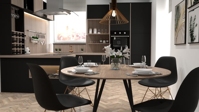 Gig Preview - Create a 3d interior design of your kitchen