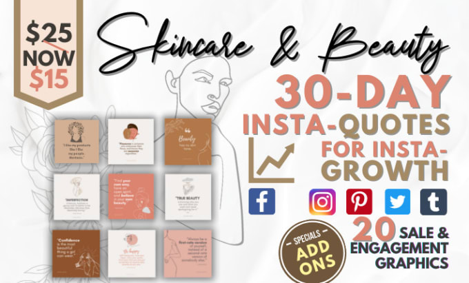 Gig Preview - Provide pre designed 50 social media quote graphics beauty, skincare niche