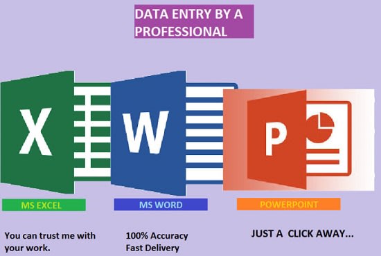 Gig Preview - Do data entry work on ms excel, power point and ms word