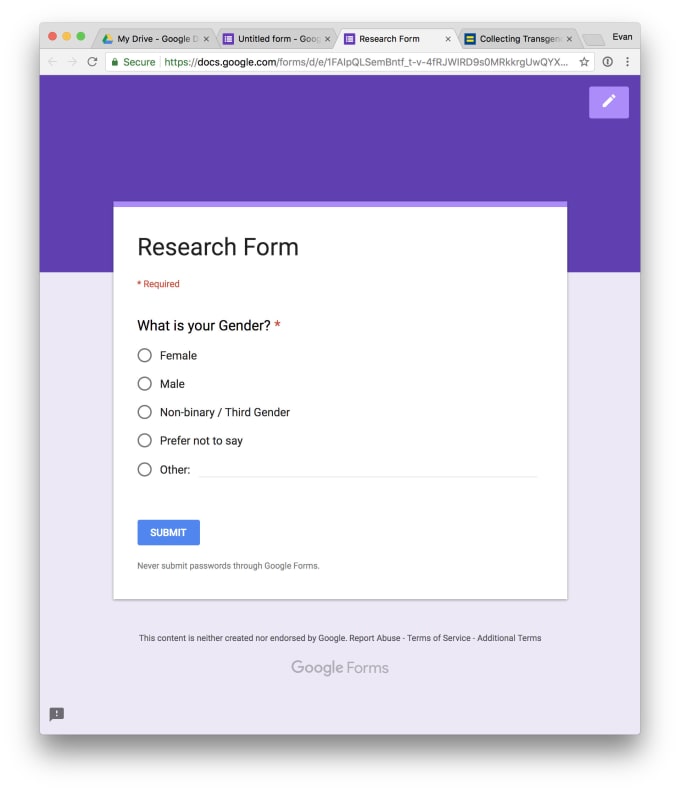 Gig Preview - Create a google form to capture your required data