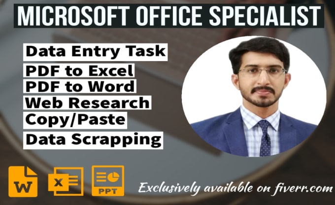 Gig Preview - Do microsoft office excel, word and data entry work for you