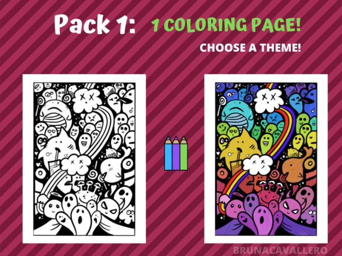 Gig Preview - Create unique coloring pages for you in doodle style