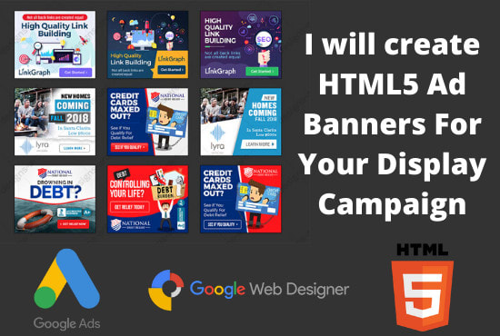 Gig Preview - Make HTML5 animated display ad banners for google display ad