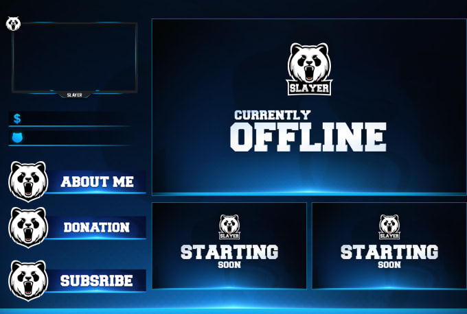 Gig Preview - Design a custom twitch overlay, panels, screens, alerts,  etc