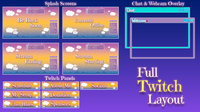 Gig Preview - Design a cute kick or twitch overlay for your stream