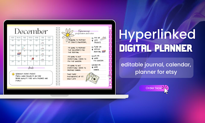 Gig Preview - Create a editable journal, calendar, planner for etsy