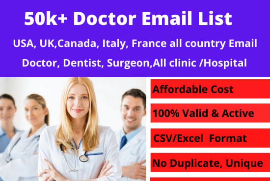 Gig Preview - Collect all hospital, doctor, dentist email list from any country