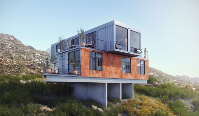 Gig Preview - Plan design 3d shipping container home house shop restaurant warehouse architect