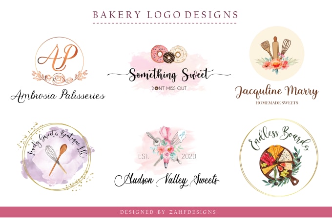 Gig Preview - Design watercolor bakery sweet logo with business card