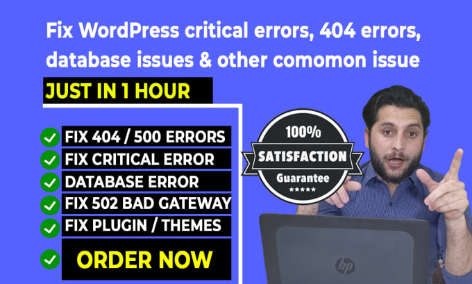 Gig Preview - Fix wordpress critical errors, 404 errors, and database issues in 1 hour