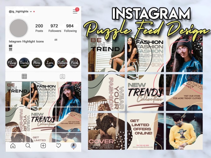 Gig Preview - Design stylish instagram puzzle feed