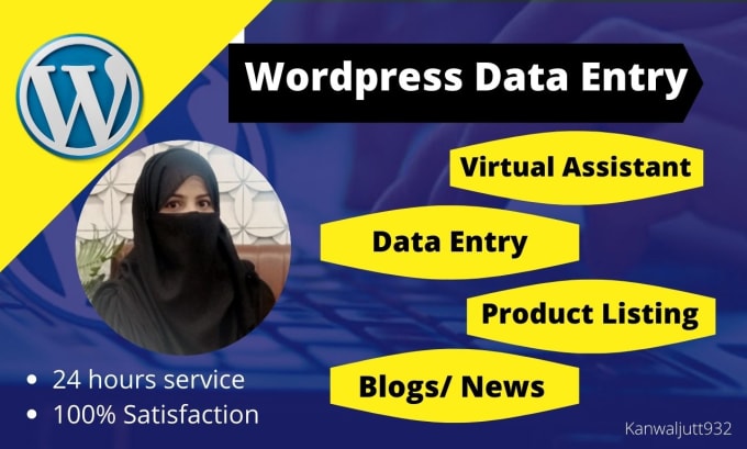 Gig Preview - Do professionally wordpress data entry for 1 hour