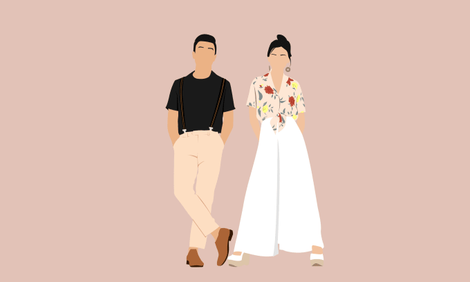 Gig Preview - Draw flat minimalist illustration of your ootd