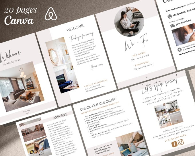 Gig Preview - Send you a ready to edit airbnb welcome book canva template