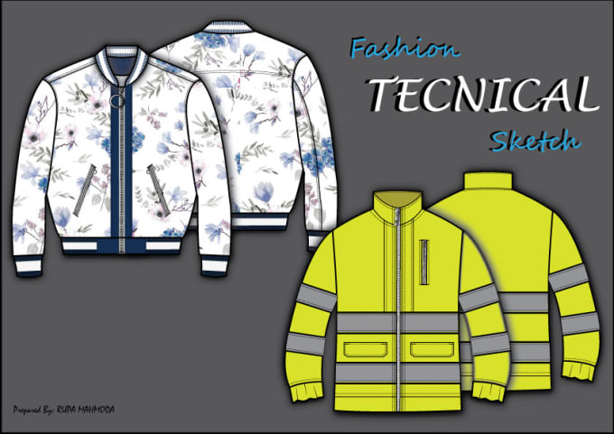 Gig Preview - Make fashion clothing design flat sketch with tech pack