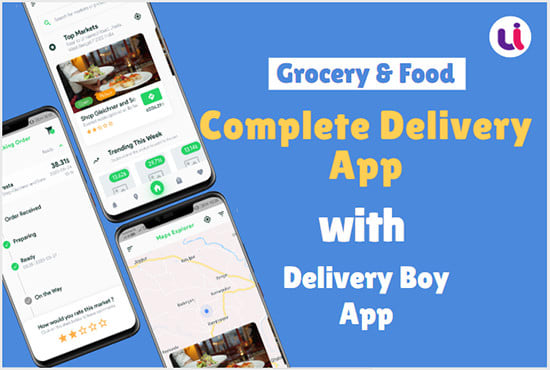 Gig Preview - Do complete grocery food delivery app with delivery boy app