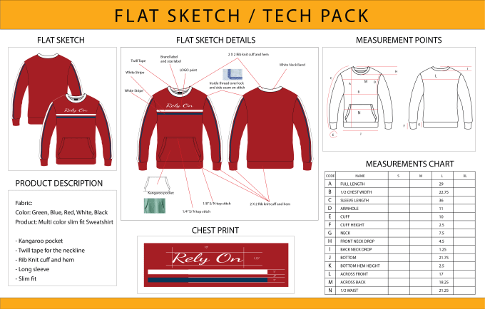 Gig Preview - Create professional spec sheet, tech pack and flat sketch