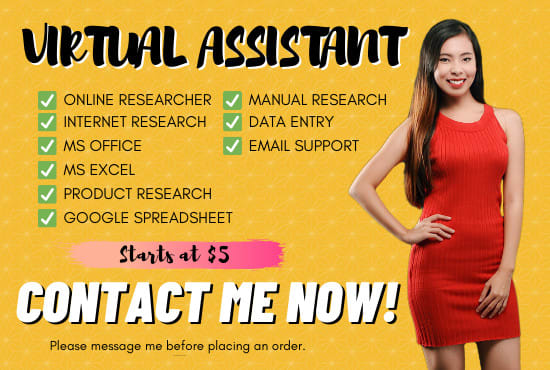 Gig Preview - Be your virtual assistant for data entry and web research