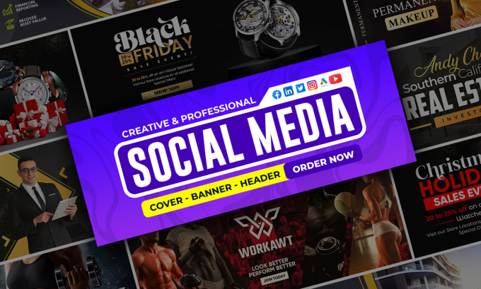 Gig Preview - Design social media cover, banner, ads for facebook, youtube, linkedin, twitter