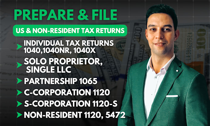 Gig Preview - Prepare and file US tax returns for personal corporate and llc