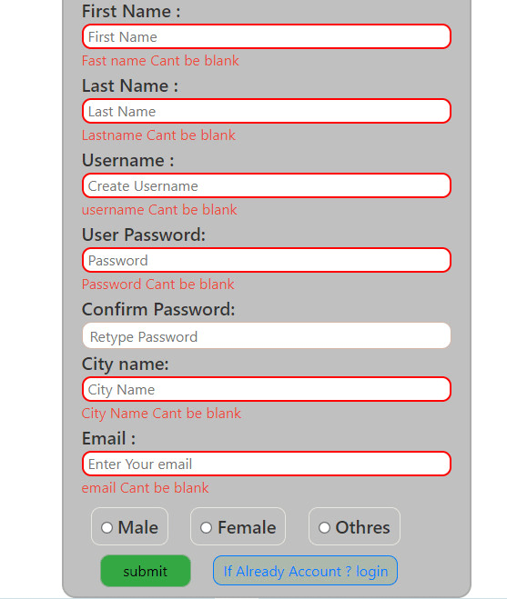 Gig Preview - Html form validation php mysqli js error generate email